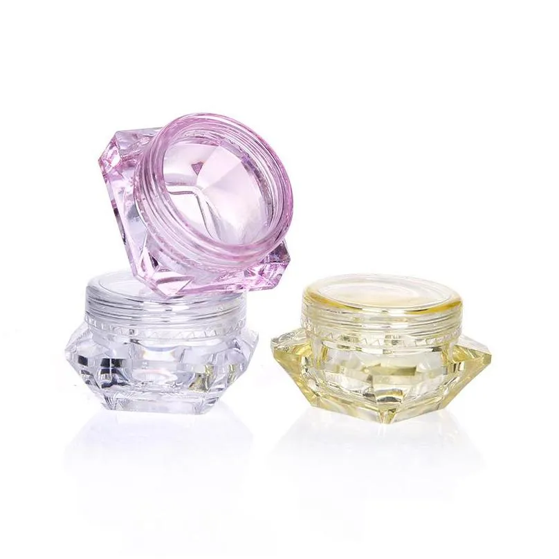 travel cosmetic empty jars plastic diamond shape refillable face cream subpackage box colorful sample sack storage case 3g 5g 0 18zm