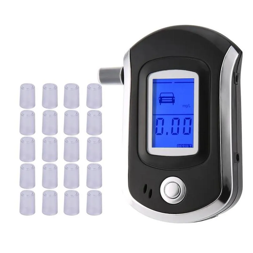 AT6000 Alcohol Tester with 21 Mouthpieces Professional Digital Breath Breathalyzer with LCD Dispaly Bafometro Alcoholimetro df1941558