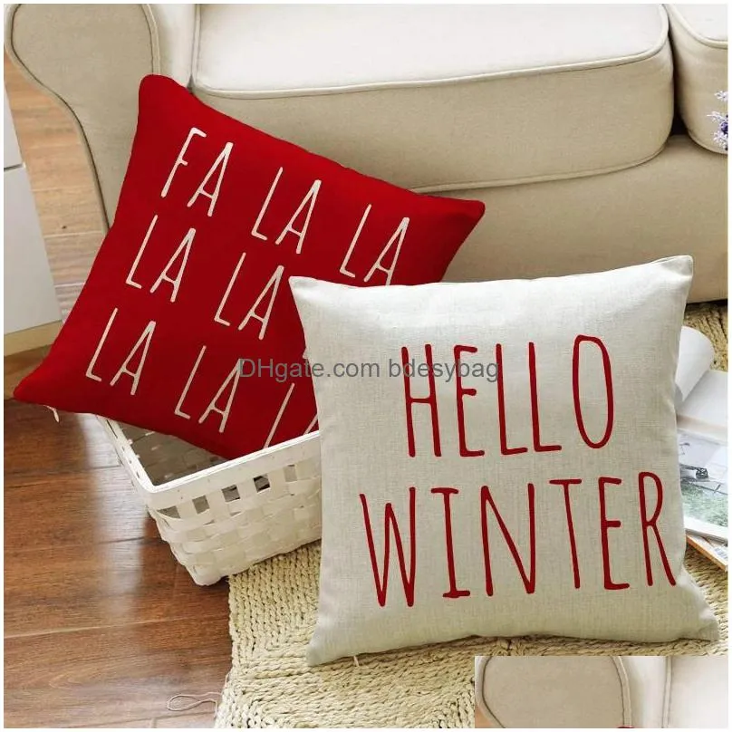 Cushion/Decorative Pillow Pillow Red Christmas Pillows Soft Ers For Living Room Sofa Couch Throw Decorative Pillowcase Bed Warm Color Dhzsg