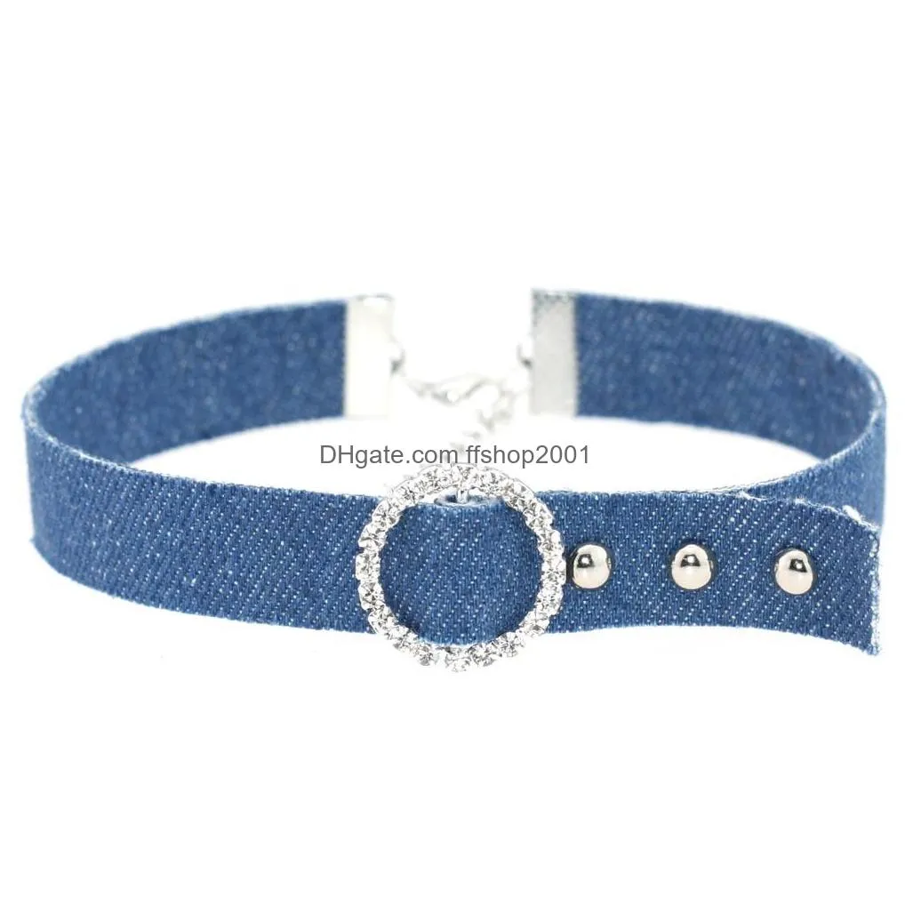 Chokers Crystal Belt Type Denim Chokders Necklace Women Necklet Necklaces Fashion Jewelry Will And Drop Delivery Jewelry Necklaces Pen Dhc6P