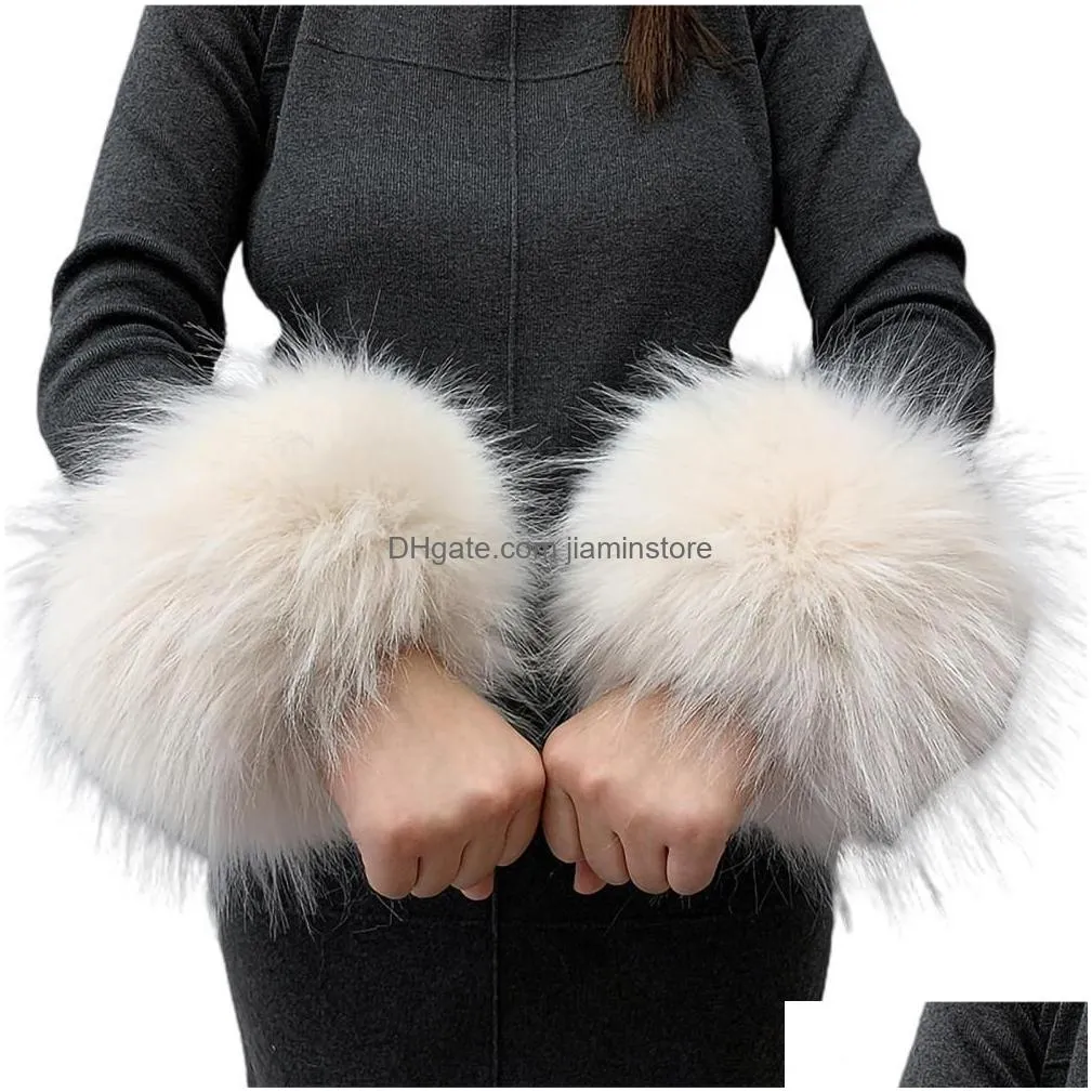 Fingerless Gloves Fingerless Gloves Women Faux Fur Cuffs Wristband Winter Warmer Arm Wrist Raccoon Sleeve Fluffy Oversleeve Drop Deliv Dhnxz