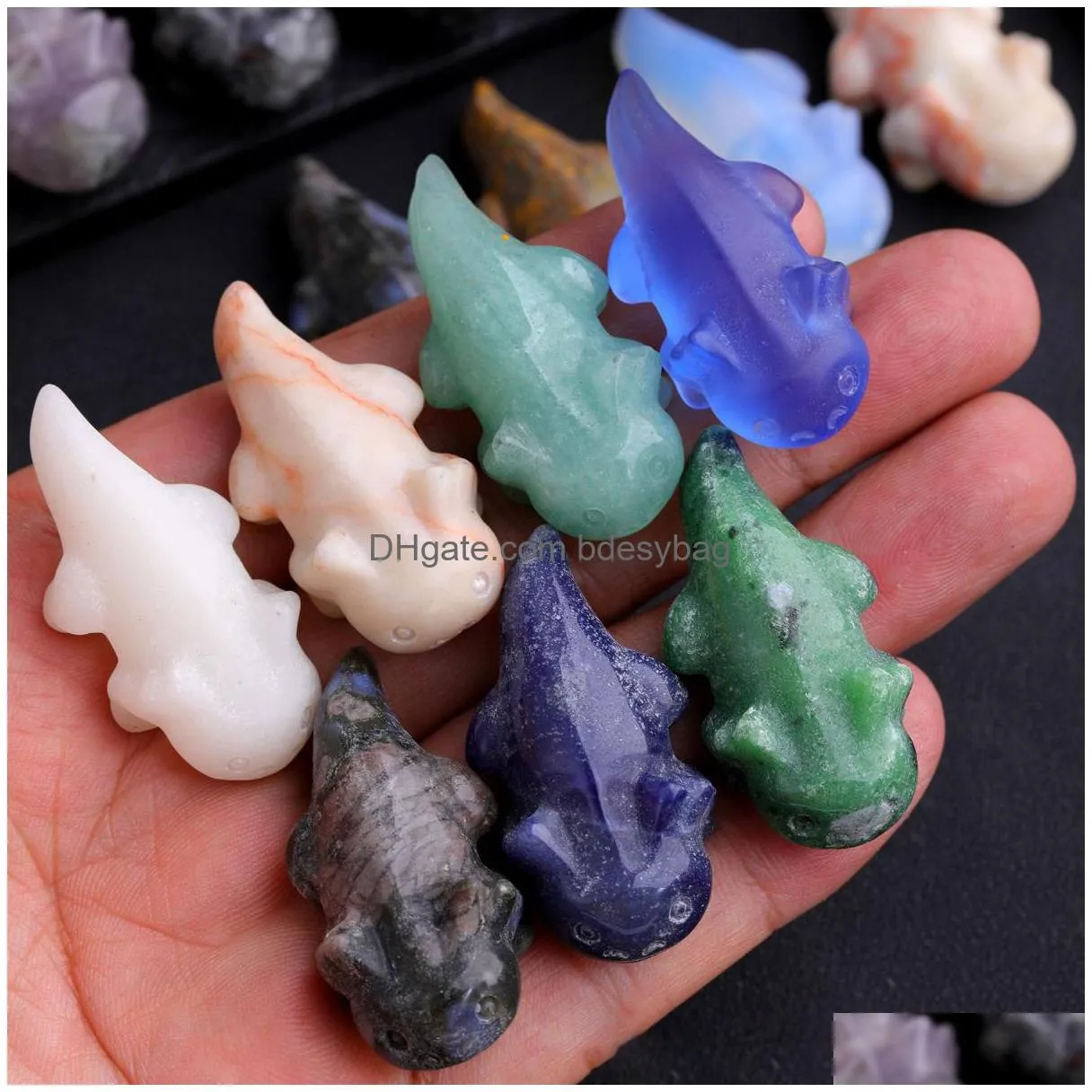 Stone Nt Salamander Fish Statue Natural Stone Quartz Crystal Healing Carved Stereoscopic Crafts Office Home Desktop Drop Delivery Jewe Dhmcx