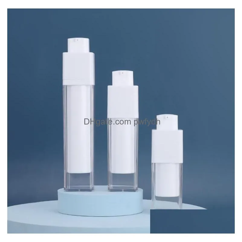 wholesale airless pump cosmetic container frosted double-layer thickened square 15ml 30ml 50ml lotion empty airless bottle pet plastic