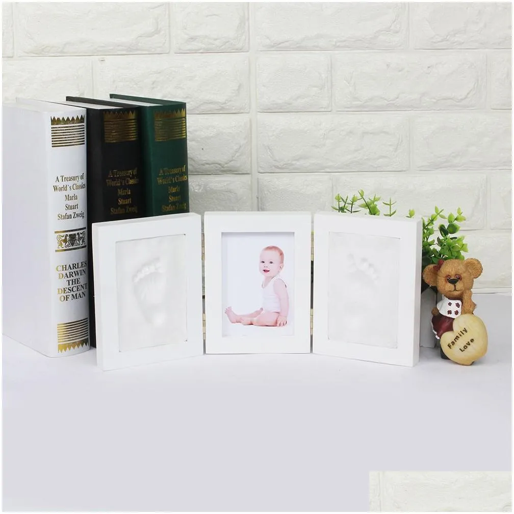 Cute Baby Photo Frame 3D DIY Handprint Imprint Air Drying Soft Clay Footprint Kids Casting Hand Inkpad Fingerprint LJ201215