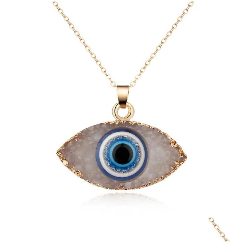 Pendant Necklaces Turkish Evil Eye Necklace Faith Protection Lucky Jewelry For Women And Girls Hand Of Fatima Pendant Necklaces Drop D Dh3Fj