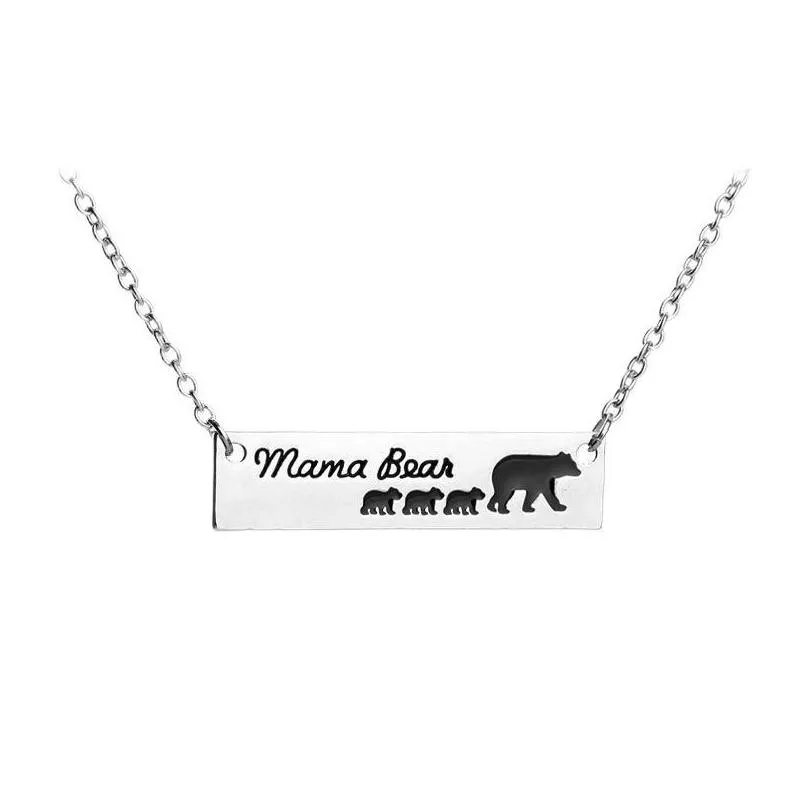 Pendant Necklaces Mama Bear Necklace Animal Pendant Necklaces Sier Plated Alloy Pendants Fashion Jewelry Mothers Day Drop Delivery Jew Dh1Si