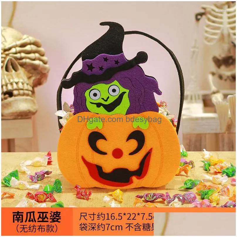 Gift Wrap Gift Wrap Halloween Pumpkin Bat Candy Bag Non Woven Handbag Trick Or Treat Packaging Bags Happy Ghost Festival Drop Delivery Dhe7Q