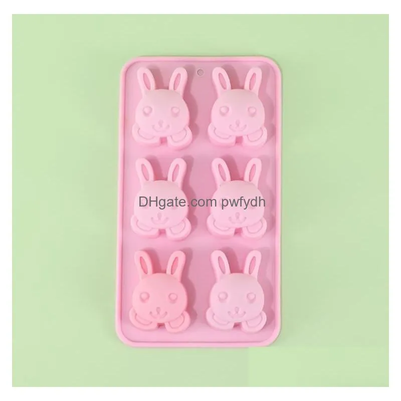6 holes silica gel rabbit cake moulds rabbits shape silicone bread pan round shape mold muffin cupcake baking pans sn5295