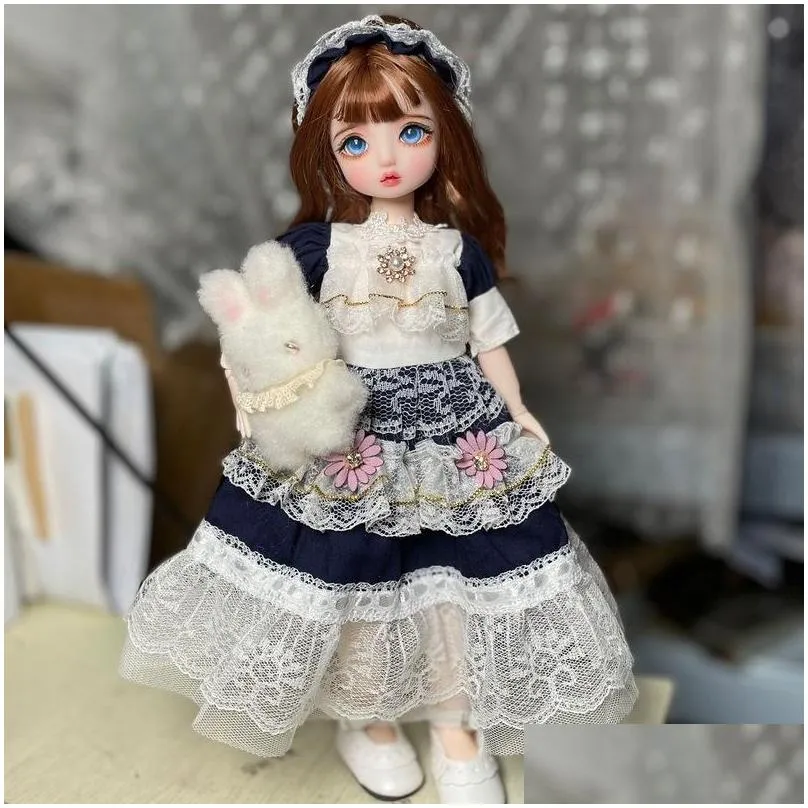 handmade 16 mini fashion bjd doll cute make up movable joint 30cm dolls princess clothes suit accessories child toy girls gifts 220816