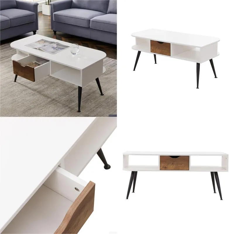 Living Room Furniture,White Coffee Table for Living Room