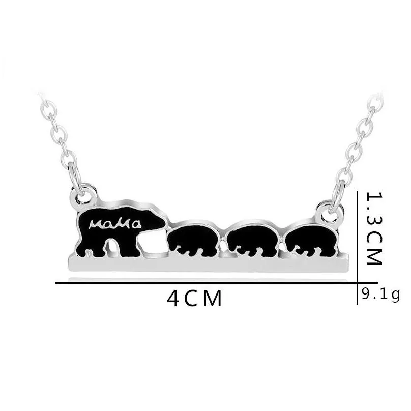 Pendant Necklaces Animal Pendant Necklaces Gold Sier Mama Bear And Cubs Alloy Necklace Fashion Jewelry Gift Drop Delivery Jewelry Neck Dhjx6