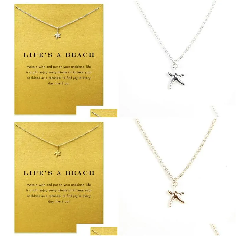 Pendant Necklaces Starfish Ocean Sea Life Necklace With Gift Card Star Pendant Necklaces Fashion Jewelry Drop Delivery Jewelry Necklac Dhqau