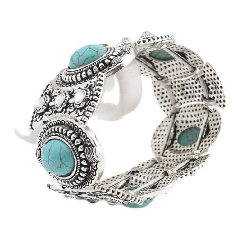 Charm Bracelets Turquoise Charm Bracelets For Women Men Adjustable Cuff Bracelet Bohemian Jewelry Drop Delivery Jewelry Bracelets Dhram