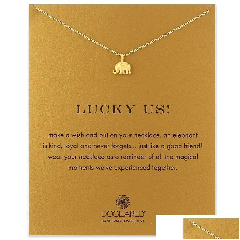 Pendant Necklaces Alloy Pendant Necklace With Mes Card Luck Elephant Ship Anchor Nce Bar Sunlight Angel Half Wing Charm Necklaces Jewe Dh70O