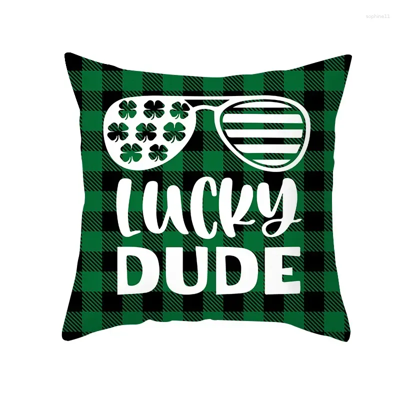 Pillow Case Pillow Case Irish Holiday Party Plaid Sofa Cushion Er St. Patricks Day Peach Skin Printing For Home Decoration Drop Delive Dhoxb