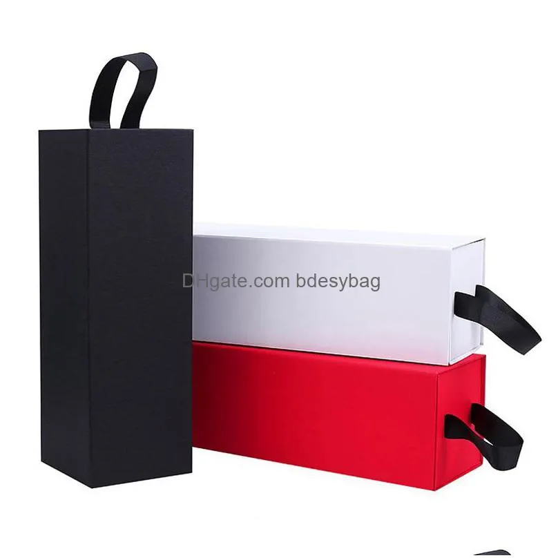 red black white reusable folding red wine box gift folding box lx4819