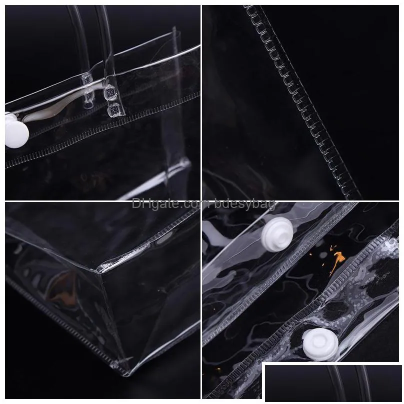 18 size pvc plastic gift bags with handle plastic wine packaging bags clear handbag party favors bag fashion pp bags with button