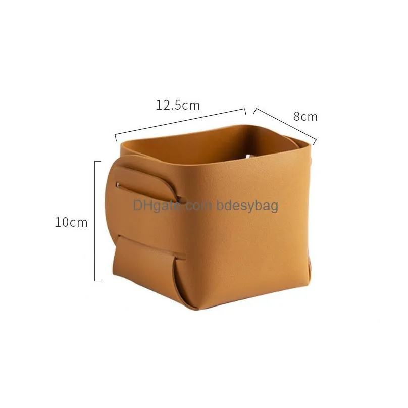 nordic desktop leather storage box jewelry keys display tray makeup organizer container books plants holder pot home lx5100