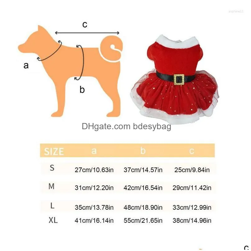 Dog Apparel Dog Apparel Pet Christmas Outfit Shiny Netting Santa Claus Cute Girl Clothing Red Dresses Cat Drop Delivery Home Garden Pe Dh1Ai