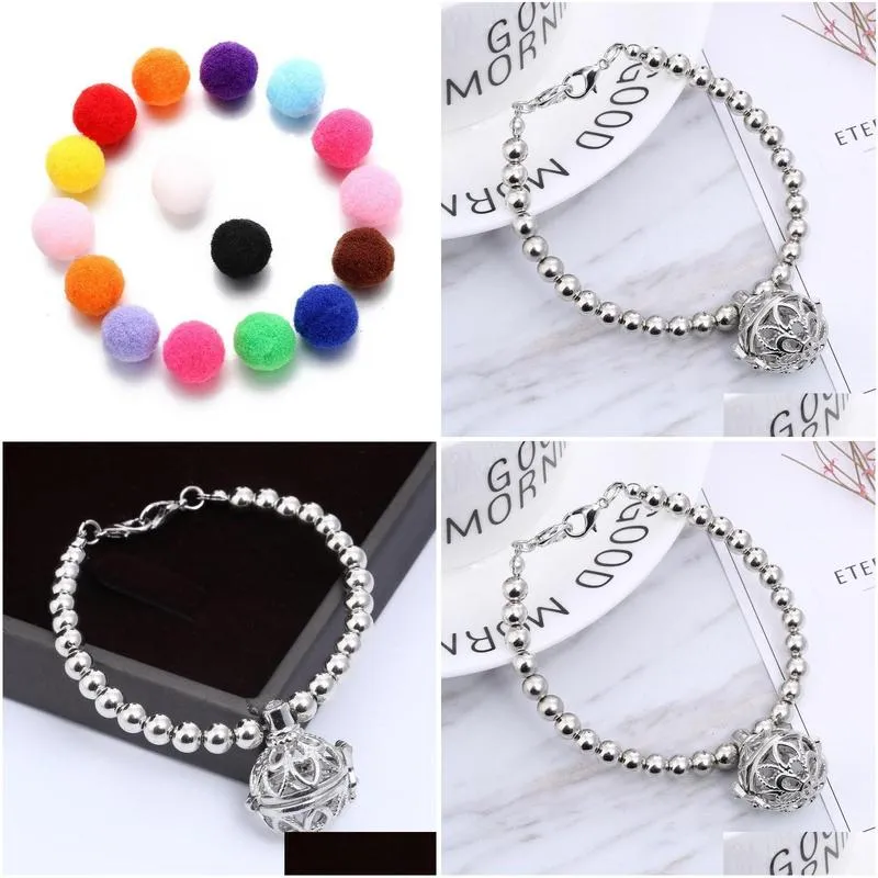 Charm Bracelets Aromatherapy Diffuser Bracelet Sier Plated Hollow Out Heart Shaped  Oil Bracelets Fashion Beads Jewelry Drop Dhjqy