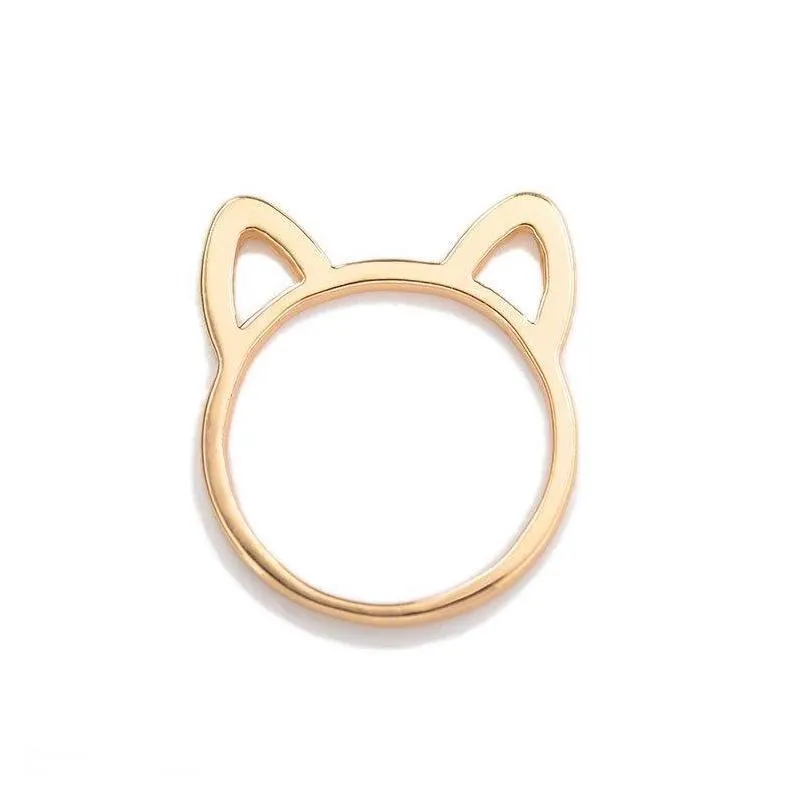 Band Rings Cute Cat Ears Band Ring Rings Animal Ear For Women Girls Fashion Jewelry Drop Delivery Jewelry Ring Dhhwt