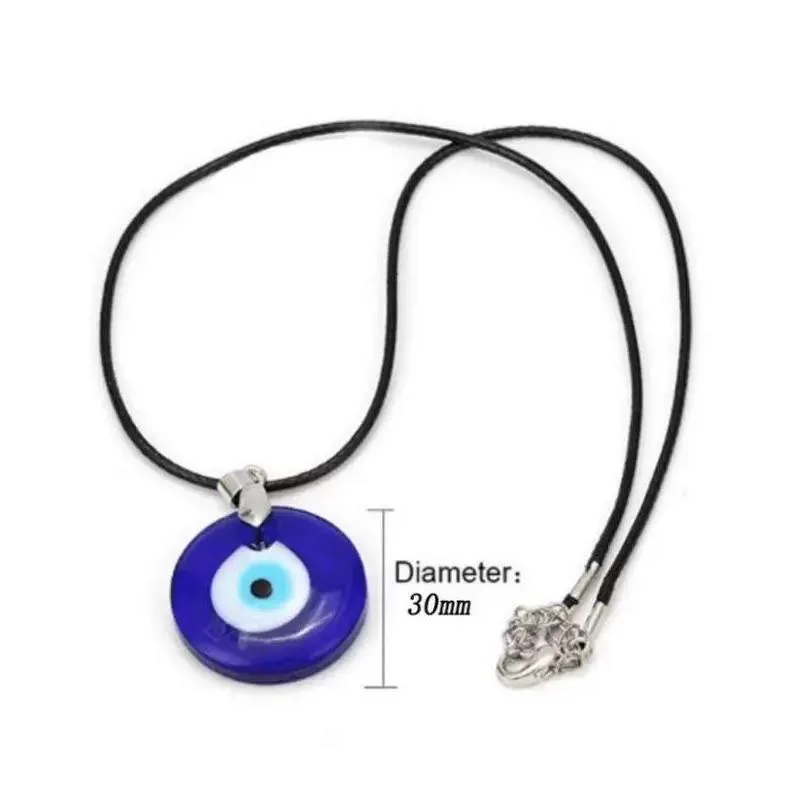 Pendant Necklaces Evil Eye Necklace Blue Turkish Glass Leather Rope Necklaces For Women Men Lucky Protection Jewelry Drop Delivery Jew Dhibu