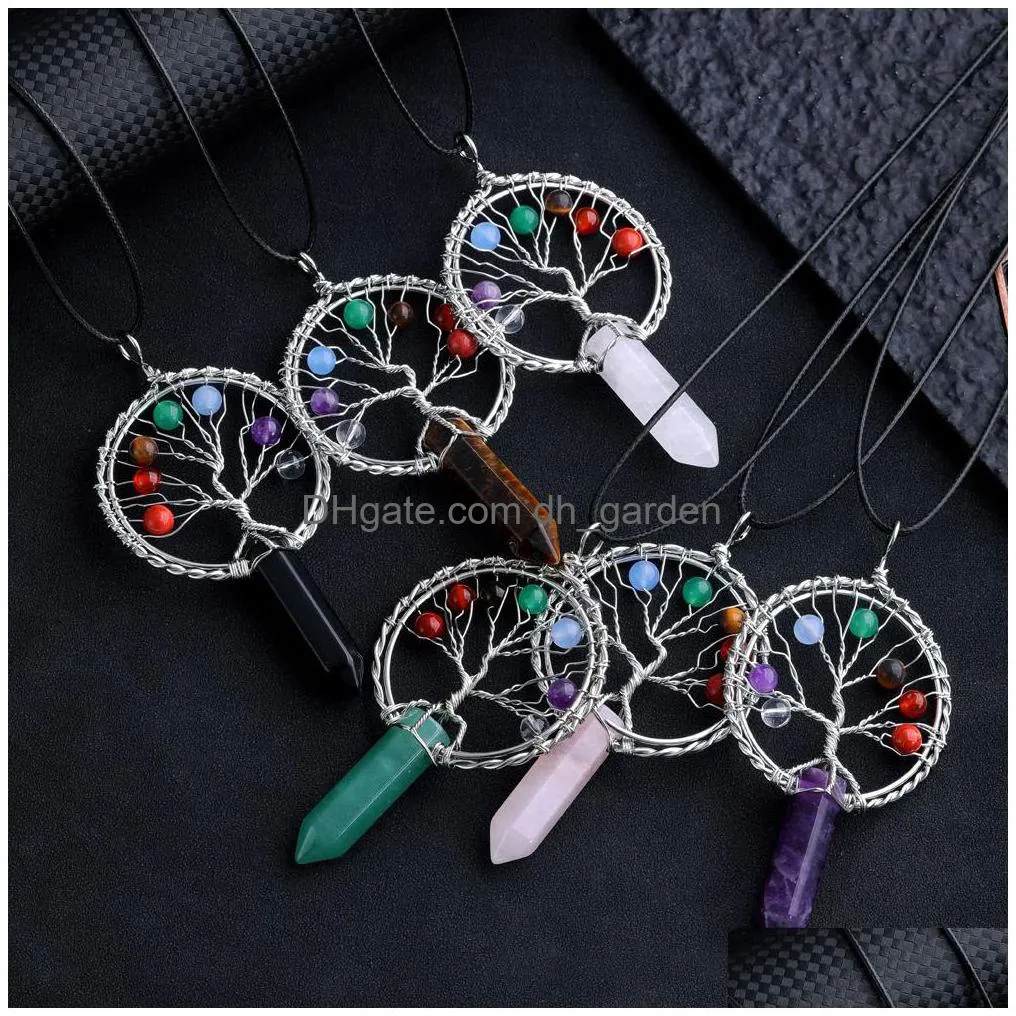 Charms Chakra Tree Of Life Charms Shape Stone Healing Crystal So Pendum For Dowsing Divination Quartz Pendant Drop Delivery Dhgarden Dhjrp