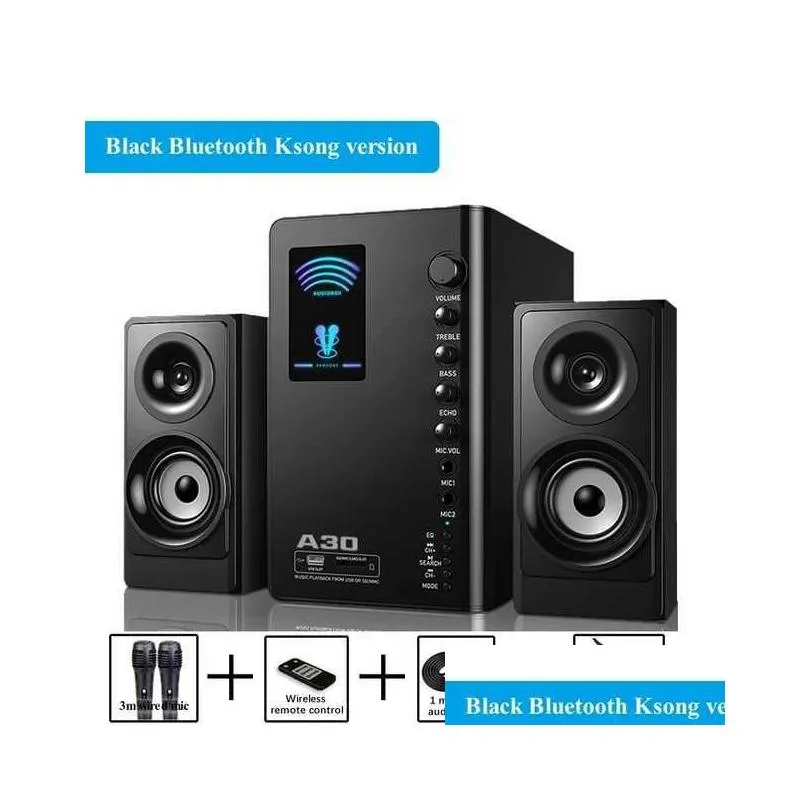 Computer Speakers Desktop 2.1 Home Theater System 80W Super Power K-song Audio Computer TV Player Heavy Bass Support Bluetooth Wireles Connection