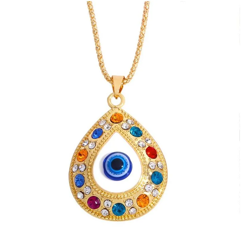 Pendant Necklaces Evil Eye Hamsa Hand Necklace Turkish Blue Eyes Pendant Necklaces For Women Lucky Protection Jewelry Drop Delivery Je Dhecl