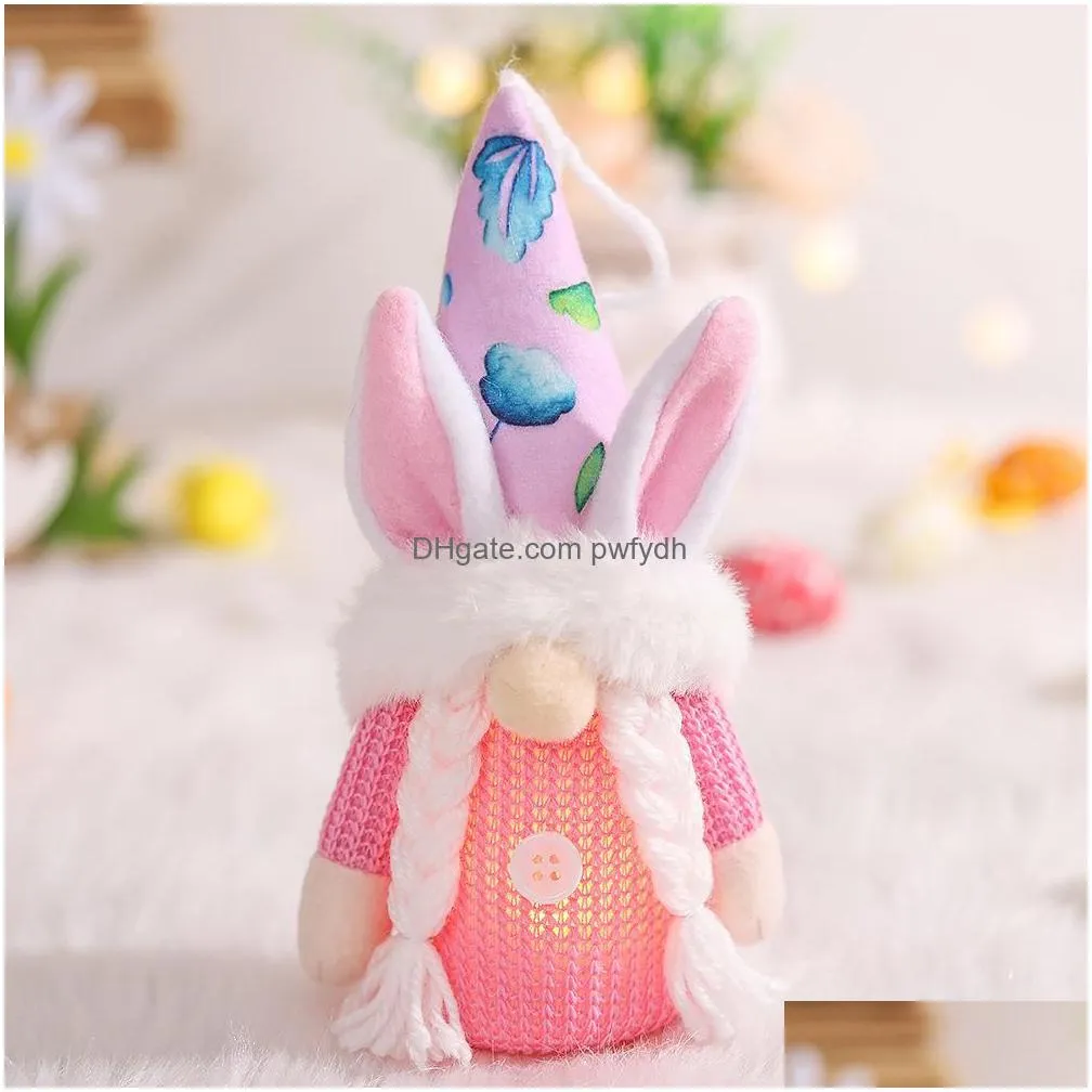 dhs easter gnome hanging ornaments easter bunny decorations for tree holiday party outdoor indoor home decor plush rabbit with lights