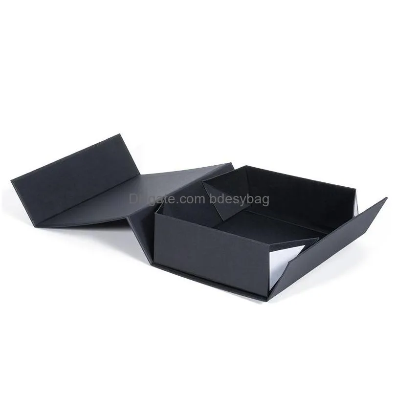 highgrade black foldable hard gift box with magnetic closure lid favor boxes underwear storage box 17x14x5.5cm lx4522