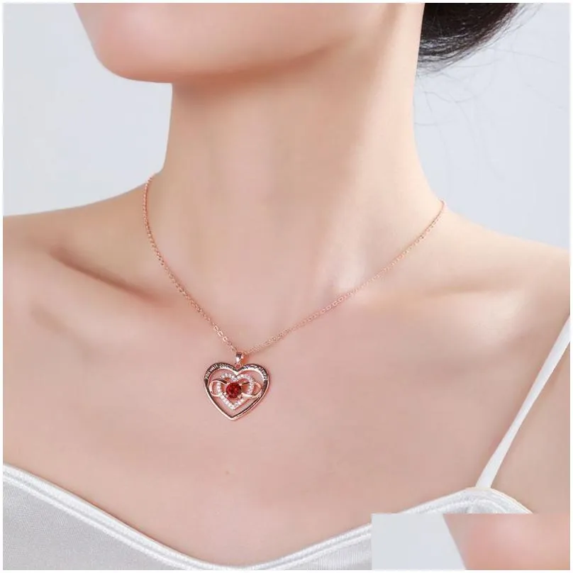 Pendant Necklaces Infinity Heart Pendant Necklace For Women Cubic Zirconia Love Necklaces Mothers Day Jewelry Gift Drop Delivery Jewel Dhbi9