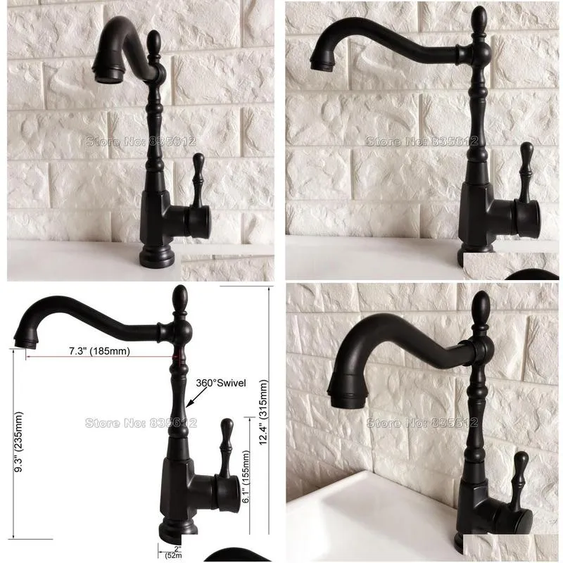 Basin Faucets Bathroom And Cold Faucet Swivel Spout Black Bronze Deck Mounted Vessel Sink Vanity Water Taps Tnf386