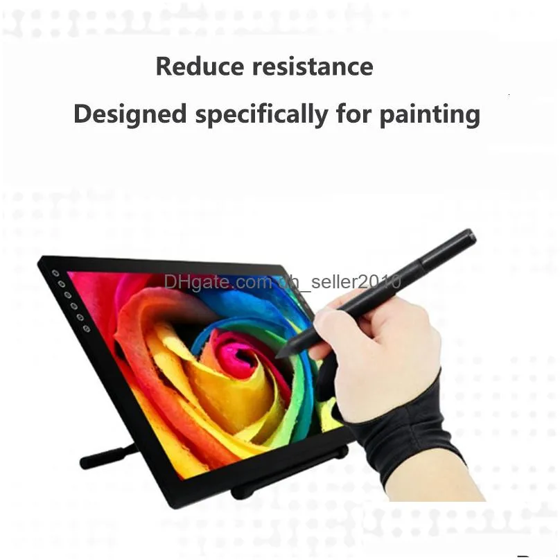 Painting Supplies Painting Supplies Black Two Finger Antifoing Glove Both For Right And Left Hand Artist Ding Wacom Huion Xppen Graphi Dhsbp