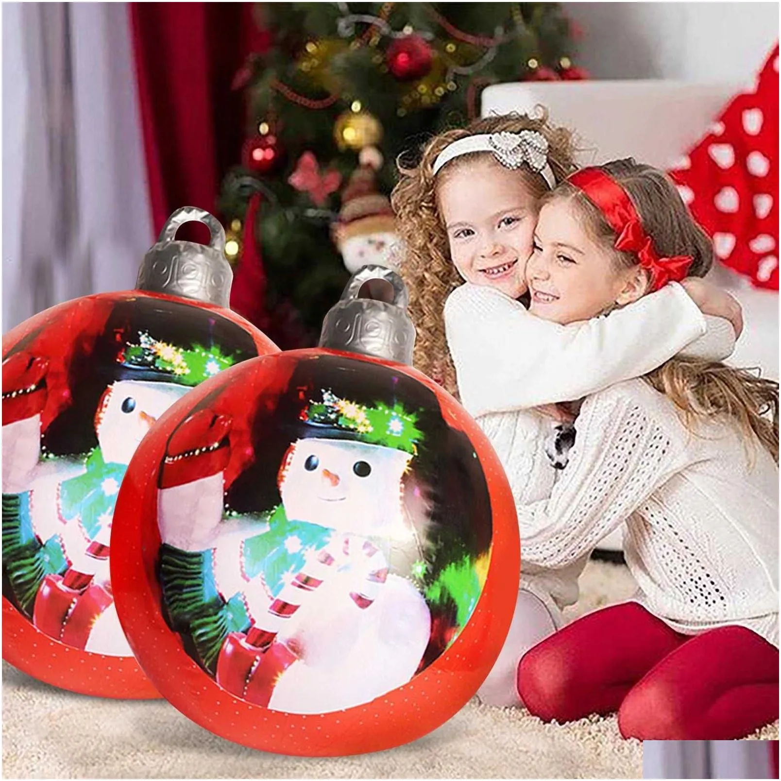 60cm Christmas Balls Tree Decorations Gift Xmas Hristmas for Home Outdoor PVC Inflatable Toys 211018