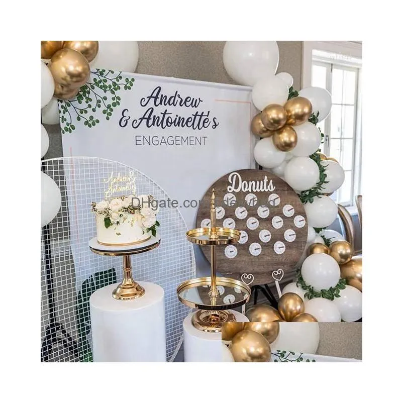 Party Decoration Party Decoration 5Pcs/Setmirror Gold/White Mental Wedding Plinth Pillar Stand Babyshow Birthday Yudao456 Drop Deliver Dhkhd