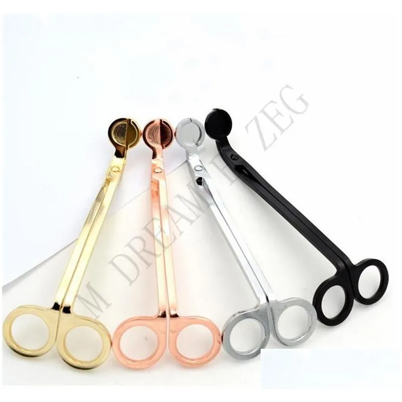 4 Colors Candle Wick Trimmer Stainless Steel Oil Lamp Trim Scissor Durable Cutter Snuffer Tool Hook Clipper