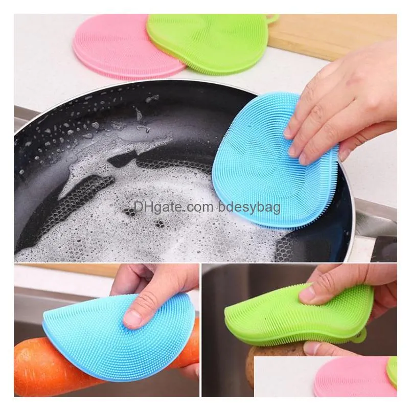 multifunctional kitchen dishwashing brush silicone safe nonstick heat insulation pads pots and bowls brushes for household cleaning