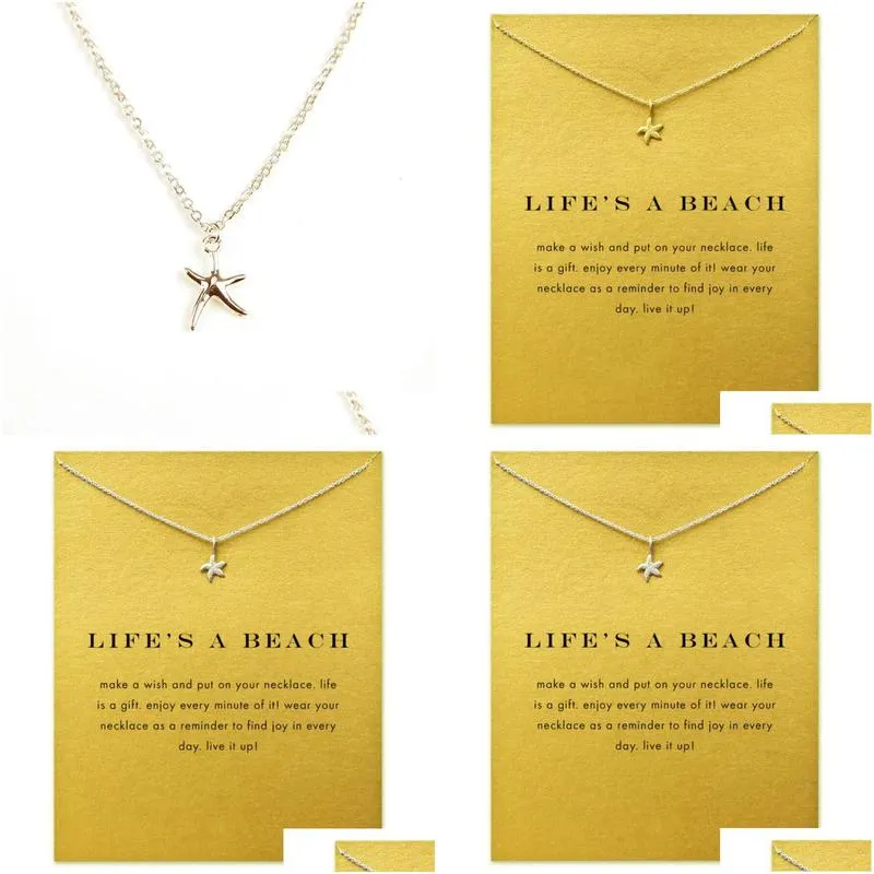 Pendant Necklaces Starfish Ocean Sea Life Necklace With Gift Card Star Pendant Necklaces Fashion Jewelry Drop Delivery Jewelry Necklac Dhqau