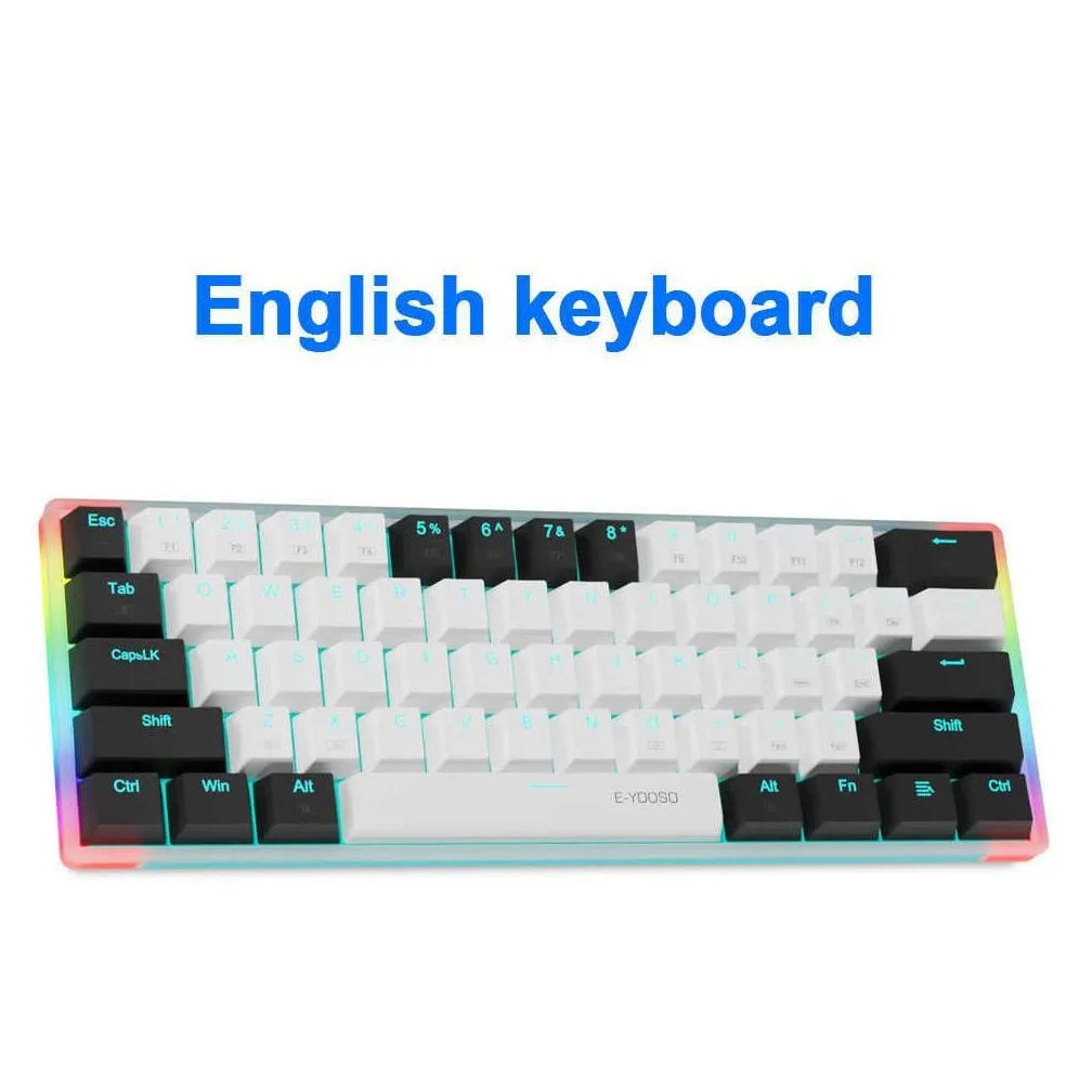 E-YOOSO Z11T USB Wired Mechanical Gaming Keyboard Blue Red Switch 61 Keys Gamer Russian Brazilian Portuguese for Computer Laptop