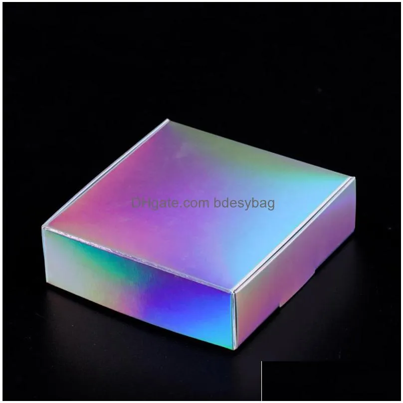 laser rainbow aircraft box highgrade gift boxes for tea jewelry candy diy handmade soap packing 10x10x3cm lx4961