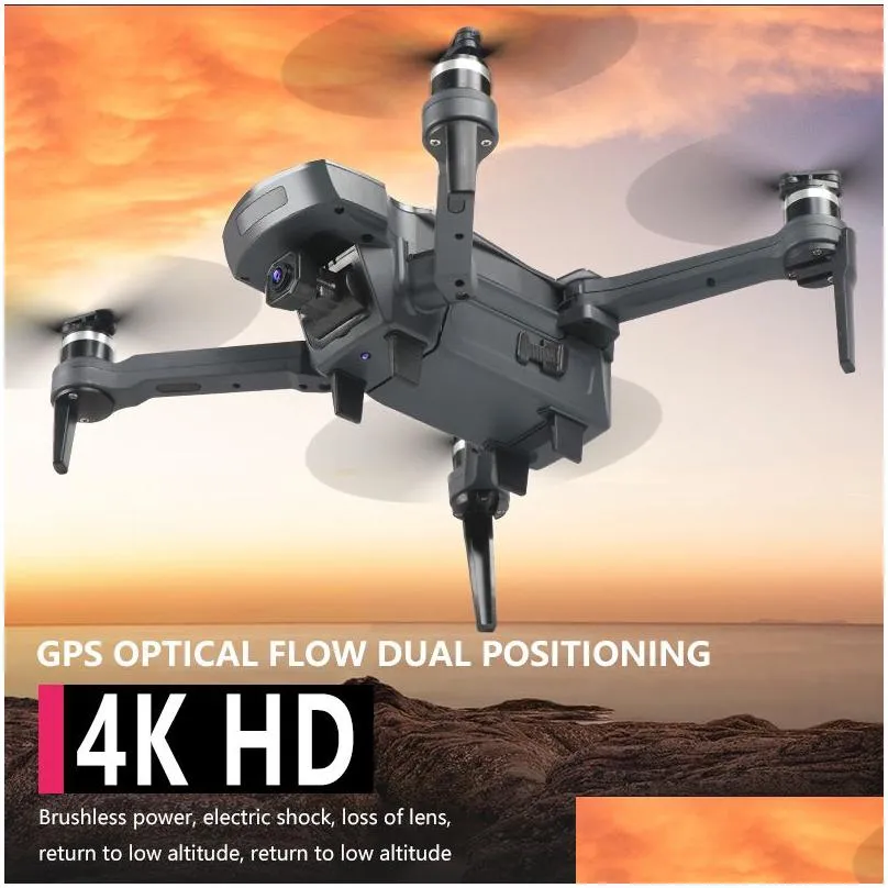 Drones New Drone K20 Gps With 4K Hd Dual Camera Brushless Motor Wifi Fpv Smart Professional Foldable Quadcopter 1800M Rc Distance Drop Otvee