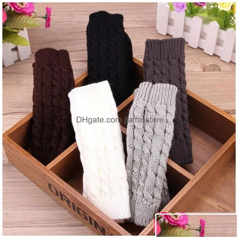 Fingerless Gloves Fingerless Gloves Winter Uni Women Knitted Long Arm Warmer Wool Half Finger Mittens 12Pairslot4228703 Drop Delivery Dhedh