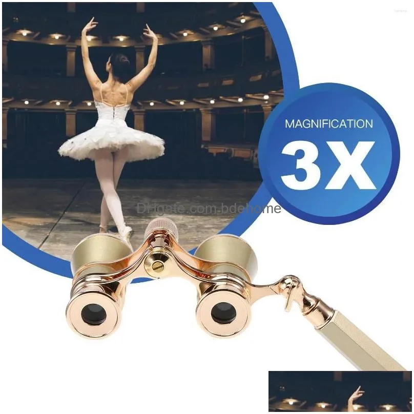 Telescope & Binoculars Telescope 3X25 Mini Theater Binocars With Handle For Musical Concert Stage Drama Opera Glasses Lens Retro Metal Dhxnb