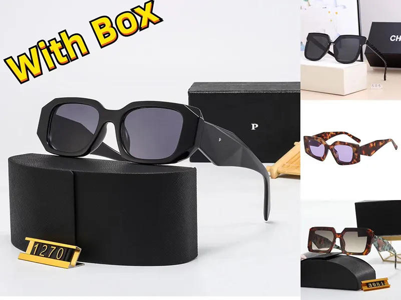 Moda Designer Óculos de Sol Clássico Óculos Goggle Outdoor Beach Sun Óculos para Homem Mulher 7 Cor Opcional Assinatura Triangular com Caixa