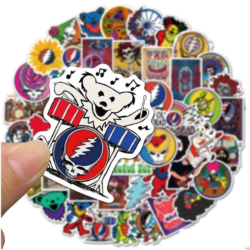 waterproof sticker 50pcs cool grateful dead stickers for car bike motorcycle laptop luggage phone case guitar vinyl decal rock music sticker bomb car