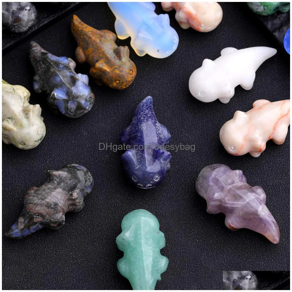 Stone Nt Salamander Fish Statue Natural Stone Quartz Crystal Healing Carved Stereoscopic Crafts Office Home Desktop Drop Delivery Jewe Dhmcx