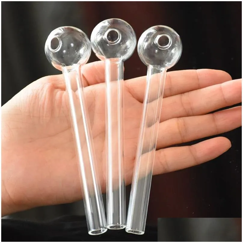 5.5 inch clear glass pipe oil nail burning jumbo pipes 30mm big bowl pyrex glass burner concentrate 14cm length thick transparent smoking tubes for