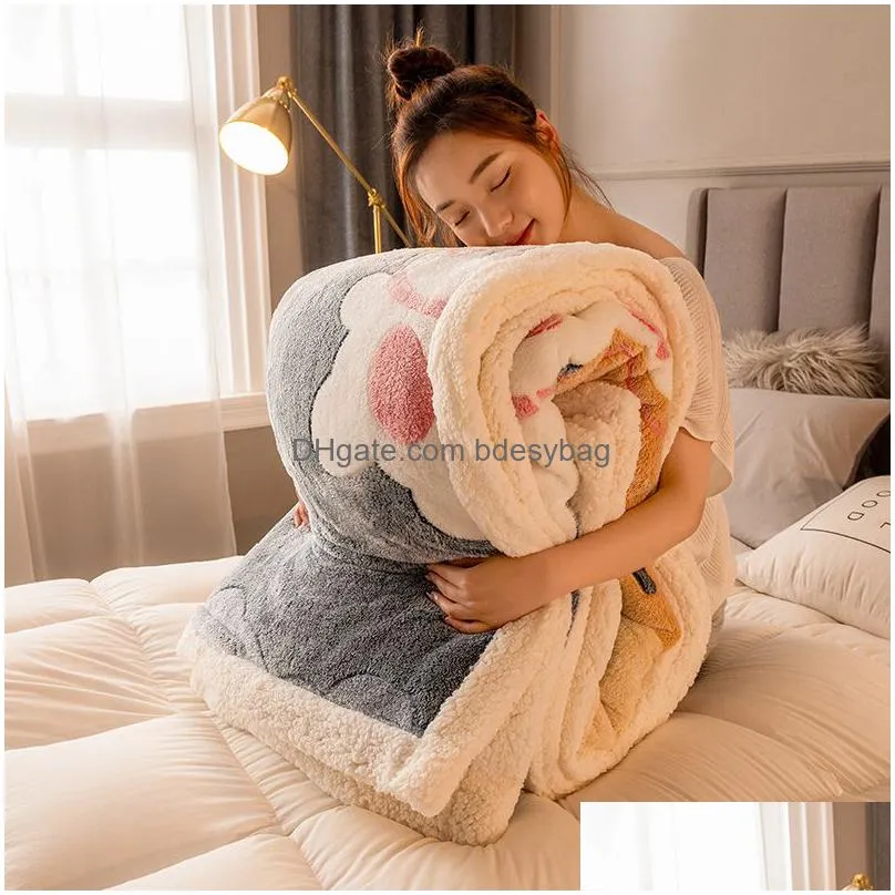 Blankets Blankets Winter Bed Solid Color Fleece Throws Adt Thick Warm Sofa Blanket Super Soft Duvet Er Luxury Drop Delivery Home Garde Dhazd