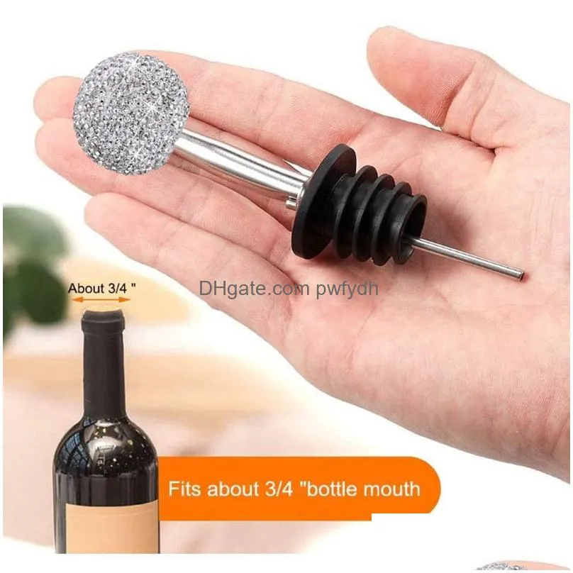 bar tools diamond red wine pourers stainless steel bottle stopper pour spout christmas decoration